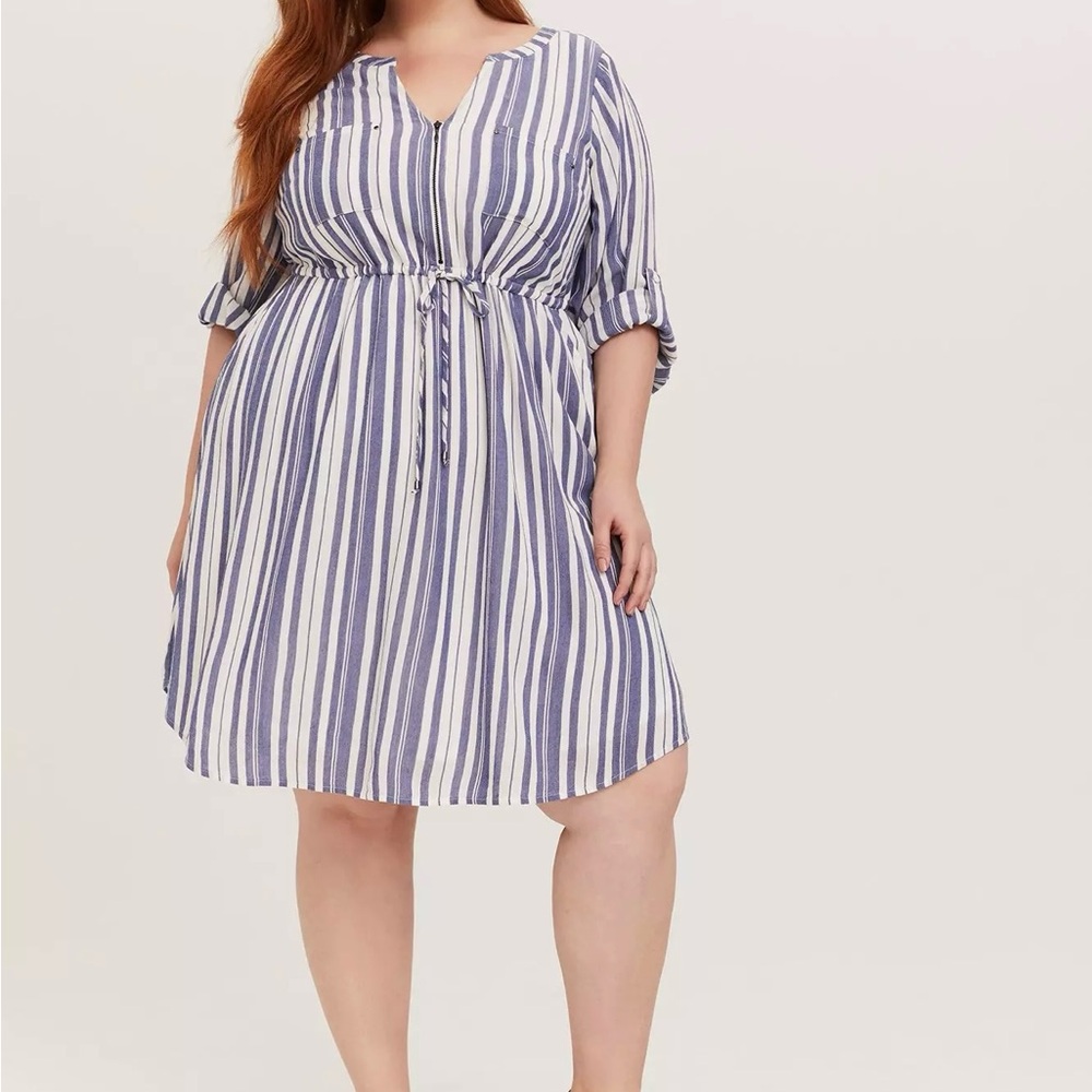 Torrid Blue and White Striped Dress